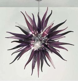 Modern Dark Purple Color Hand Blown Glass Crystal Chandelier Round Shape Murano Glass LED Chandelier Lighting Fixture