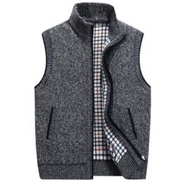 PUIMENTIUAMens Winter Wool Sweater Vests Mens Sleeveless Knitted Vest Jacket 2019 New Warm Fleece Sweatercoat Plus Size