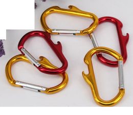 Multi-function bottle opener 8cm D hiking carabiner hook Aluminium alloy keychain clip hooks outdoor camping climbing novely EDC tool