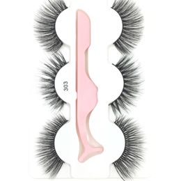 New 3 pairs of false eyelashes with tweezers 3D stereo multilayer thickened eyelashes 20 sets