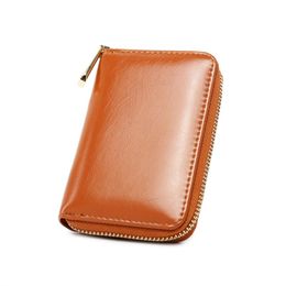 Women's Short Pocekt Leather Credit Card Holder Purse Zipper Pocket Clutch Wallet