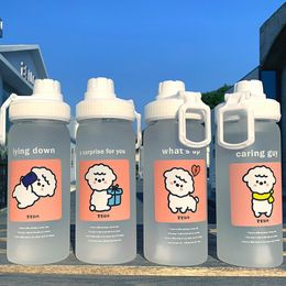 Frosted Glass Water Bottle Cartoon Sheep Printed Water Glass Bottles Sealed Leakproof Summer Water Bottles 500ml