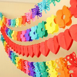 Colourful paper garland valentine's day Kids birthday party Banner Flag Wedding hang Pennants Wedding Banner Decor Supplies flags