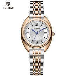 RUIMAS Women's Quartz Watches Luxury Business Wristwatch Stainless Steel Waterproof Dress Watch Lady Relogio Feminino Clock 52972