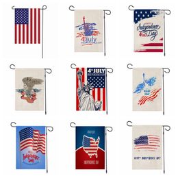 Independence Day Garden Flags Linen USA Flag Decorative Hanging Flags July 4th Festival Decorations 10 Designs Double Side Printed DW5418