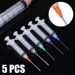 5 Piece Dispensing Syringes 5ml Syringe Crimp Sealed-Blunt Needle Tips For Glue Oil Ink Industrial Dispensing Supplies
