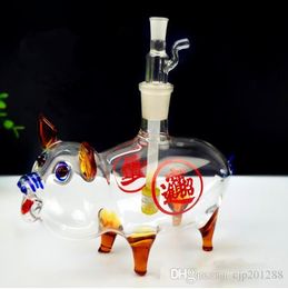 A glass of water bottle pig Wholesale Glass bongs Oil Burner Glass Water Pipes Oil Rigs Smoking Free
