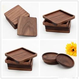 Wooden Coasters Black Walnut Cup Mat Bowl Pad Coffee Tea Cup Mats Dinner Plates Kitchen Home Bar Tools JXW307