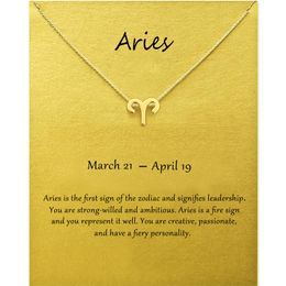Fashion Jewellery 12 Constellation Aries Pendant Necklaces For Women Zodiac Chains Necklace Gold Silver Colour Birthday Gift
