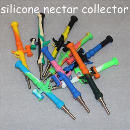 silicone nectar kit portable concentrate smoke pipe with Titanium Tip Dab Straw Oil Rigs pipes for wax