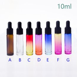 10ml Essential Oil Dropper Perfume Bottle Colourful Empty Glass Packaging Bottle with Glass Pipette And Black Lids