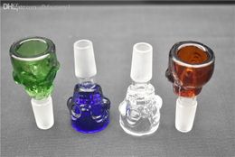 Wholesale Skull design 14mm/18mm Glass Bowl Smoking pipe bong 7mm Thick For Mini Oil Rig Percolators Bubbler ash catcher