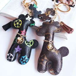 Key Rings Leather Designer Keyring PU Animal Pendant Bag Charms Keychains Cute Fashion Gift Jewellery Accessories Cartoon Giraffe Key Chains Ring Holder
