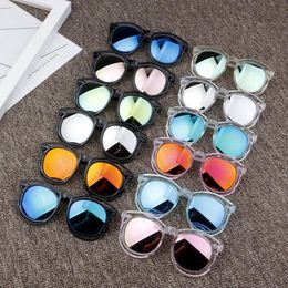 Fashion Kids Mirror Lense Sunglasses Children Girl Boy Fashion Mirror Reflective Frame Sun Glasses Summer Beach Outdoor Sunblock 5pcs/lot