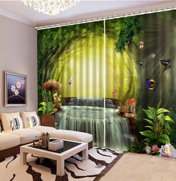 Curtain Fantasy Forest Waterfall Papillon Sika Deer 3d Animal Curtains Customise Your Favourite Practical Blackout Curtains