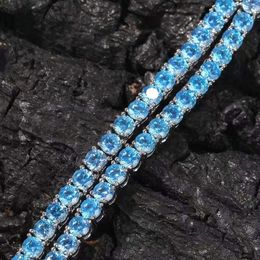 Fashion-inches 4mm iced out chains necklace for men women luxury designer blue bling diamond necklace gold silver tennis chain jewelry gift