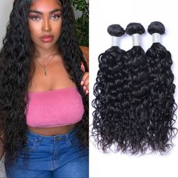 Water Wave Bundles Malaysian Human Hair Extensions 3 Bundles Double Weft Curly Non Remy Hair Weave Bundles