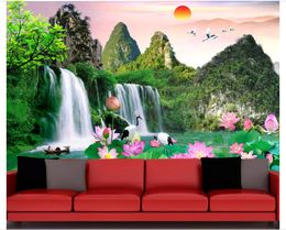 papel de parede 3D Custom Photo mural Wallpaper Waterfall landscape scenery tv living room Background wall home decor