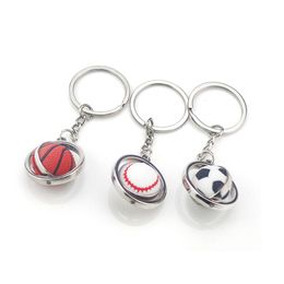 3D Sports Rotating Basketball Football Baseball Keychain Keyring Souvenirs Pendant Keyring Key Fob Ball Gifts