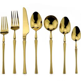 1Pc Gold Dinner Knife Fork Spoon Cutlery Luxury Mirror Dinnerware 18/10 Stainless Steel Tableware Silverware Kitchen Accessories