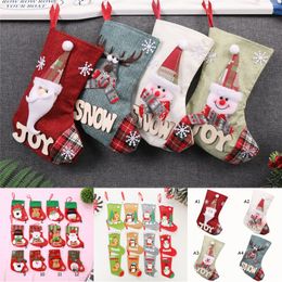 Christmas Candy Stocking Christmas Trees Stocking Santa Moose Snowman Xmas Tree Hanging Decorations 28 Styles Christmas Candy Gift Decor