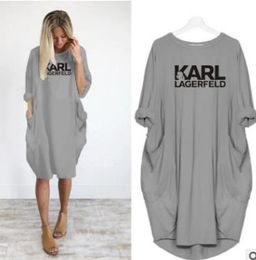 957 Dresses Women Karl Loose Letter Spring Autumn Big Size 4xl 5xl Plus Clothing 518