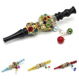 2020 Luxury Hookah Tips Alloy Smoking Gadgets Cigarette Holder Inlaid Rhinestone Handmade Pipes Gifts Durable In Stock 15kl D2