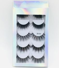 2019 5 Pairs False Eyelashes with Holographic box,5 pairs Eyelashes with paper box,5 mixed pairs cheap price false lashes 5D01-5D06