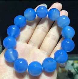 Natural authentic blue chalcedony bracelet men and women blue agate bracelet jewelry single ring bracelet specials wholesale