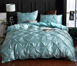 Satin Silk Bedding Set Solid Color Nordic Style with Pillowcase Full Queen King Size
