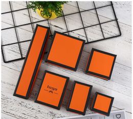 -[DDisplay] Criativo OrangeBlack Jóias Caixa de Presente Glamor Ring Boxes Brinco Mensal Pequena Exibição de Jóias Fronteira Preta Colar Pacote Caixa