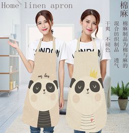Parent Children Cartoon Bear Apron Cotton Linen Kitchen Cooking Baking Apron UK