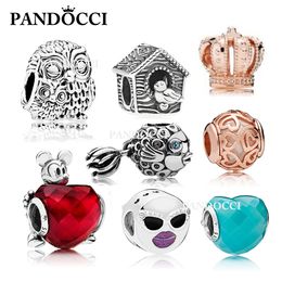 Wostu Lovely Owl S925 Sterling Silver Fit Charm Bead Bijoux Avec Zircone Cubique
