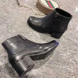 Роскошные новые женские лодыжки Осень Зима квадратный каблук сапоги европейские и американские звезды натуральная кожа обувь оригинальный размер коробки 35-40