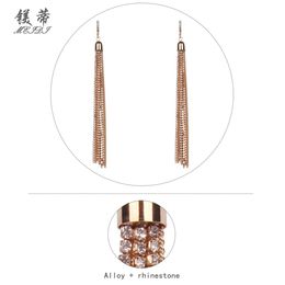 Fashion-diamonds dangle earrings for women luxury gold tassel crystal claw chains chandelier earring engagement wedding Jewellery gift for gf