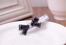 6X1.5CM Black and white acrylic Bow hair clips C hairpin one word clip for ladies Favourite head ornament Jewellery Accessories vip gifts