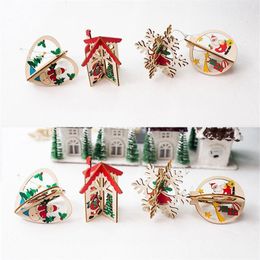Wooden Hanging Christmas Decoration Xma Tree Pendant Santa Claus Snowflake Toy For Home Party Supplies cyq0092