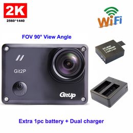 Freeshipping Git2P Standard Packing 16MP F2.5 5G2P 90 Degree Lens Novatek 96660 2160P WiFi 2K Action Camera+Extra Battery+Dual Charger