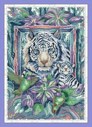 The tiger mother and son Cross Stitch Craft Tools Embroidery Needlework sets counted print on canvas DMC 14CT 11CT Home decor paintings