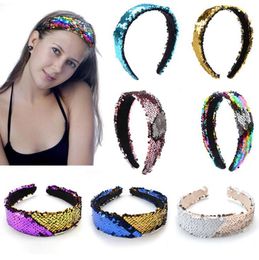 Mermaid Sequin Headband 20 Colors Double Sided Reversible Sequins Hair Hoop Hair Bands Fashion Hair Accessories