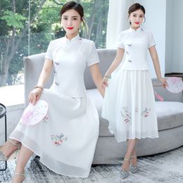 New Girls Summer National Style 3 Colors Collar Holiday Cheongsam Dress