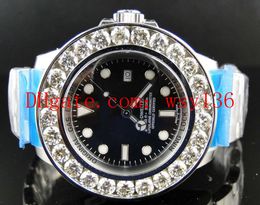 Top Quality Men's Watch Sea Dweller Big Diamond Mechanical Automatic Movement Watch Stainless steel bracelet Mens Wrist Watch