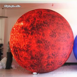 Concert Stage Decor Lighting Inflatable Fixed Star Sun Ball Huge Blow Up LED Planets Burning Sun Stellar Balloon For Party Night