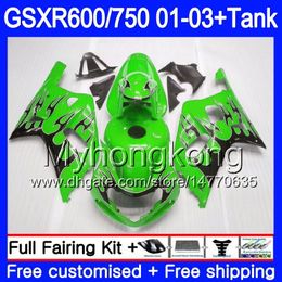 +Tank For SUZUKI GSXR 600 750 GSXR-750 GSXR600 2001 2002 2003 294HM.54 GSX R750 R600 K1 Green black light GSX-R600 GSXR750 01 02 03 Fairing