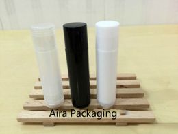 5ML White Empty Lip Balm Tube Black Lipstick Refillable Bottle Plastic Cosmetic Lip Rouge Filling Containers 100pieces