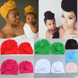 Nishine 8 Colours Newborn Baby & Mom Toddler Kids Rose Bowknot Soft Cotton Blend Hat Caps Clothes Accessories Christmas Gift