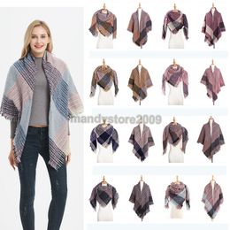 2019 40 Colours Women Plaid Scarves Grid Tassel Wrap Oversized Cheque Shawl Winter Neckerchief Lattice kerchief Blanket Scarf Free Shipping