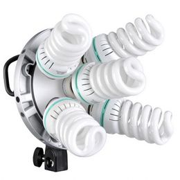 Freeshipping TL-5 5 in1 Bulb Head Multi-Holder Tricolor Continuous Light Camera Photography Lighting