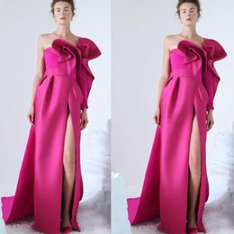 Azzi Osta Prom Dresses Design unico Ruffles High Split Abito da sera lungo formale Abiti da spettacolo per feste da donna