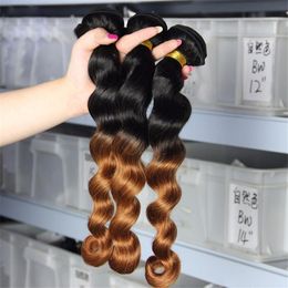 Peruvian Ombre Hair Extensions Two Tone Human Hair Weaves 3 Bundles Peruvian Loose Wave Ombre Virgin Weave Ombre Human Hair